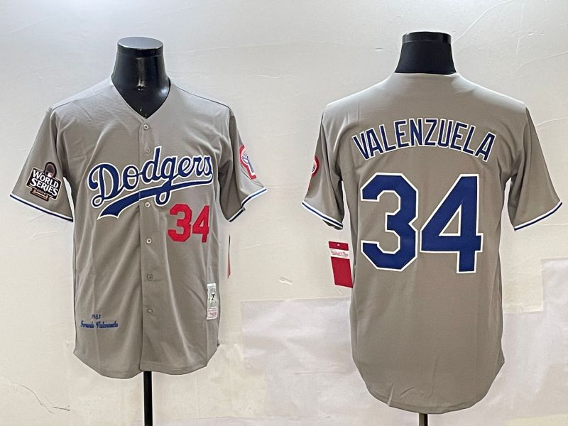 Men Los Angeles Dodgers #34 Valenzuela Grey Throwback Game 2025 Nike MLB Jersey style 3131